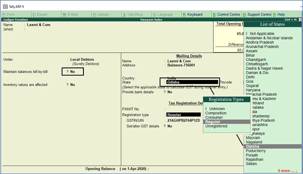 Creating Party Ledger in Tally.ERP9